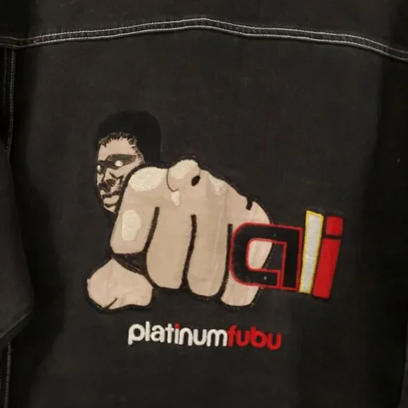 Vintage Fubu Platinum Mohammed Ali Jacket Mens 2XL Y2K Boxing Hip Hop Trucker - Picture 14 of 15